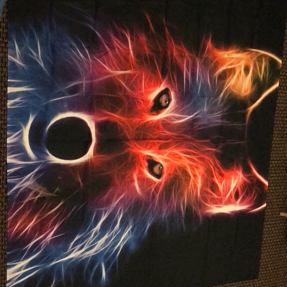 Electric wolf tapestry